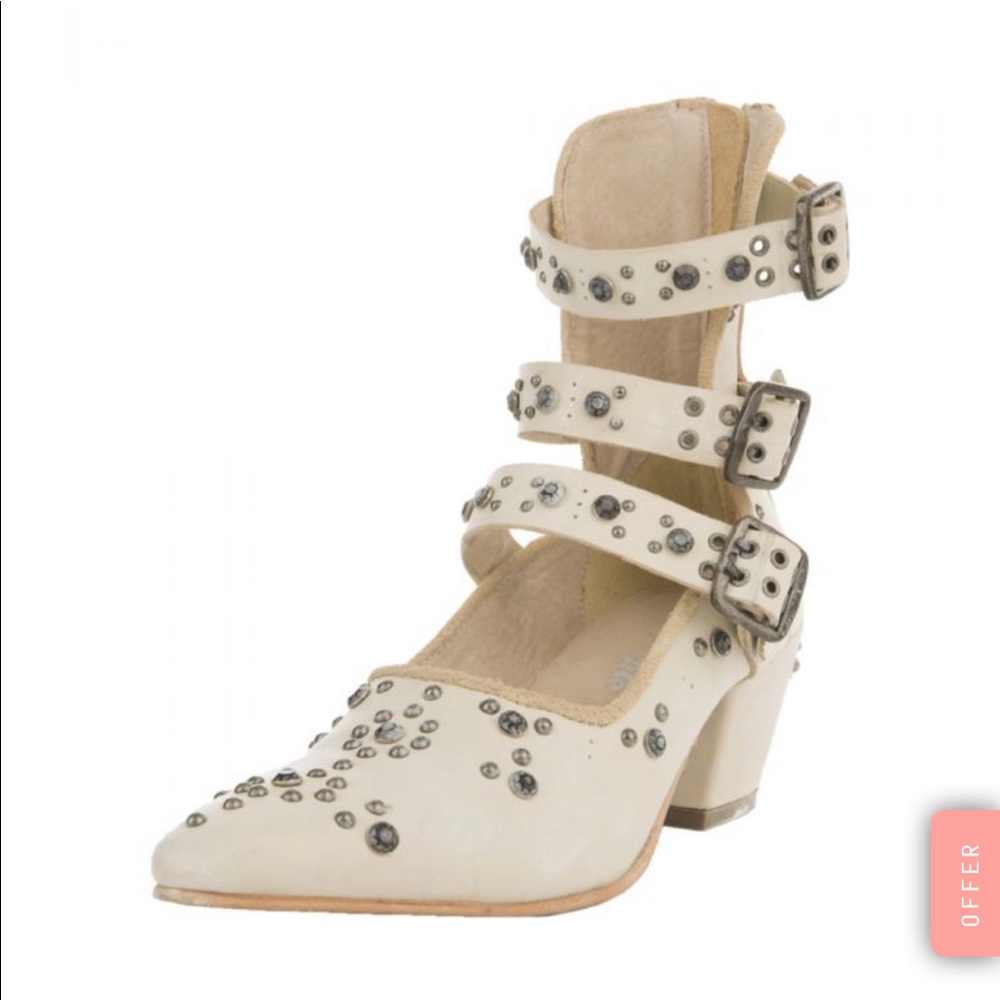 FREE PEOPLE HARVEST MOON CREAM ANKLE BOOTS